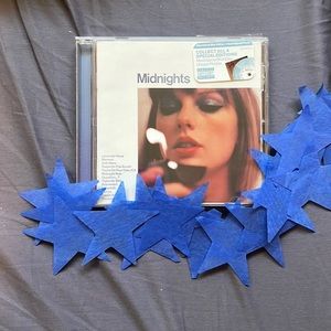 Taylor Swift Midnights jade green signed cd, and moonstone signed cd